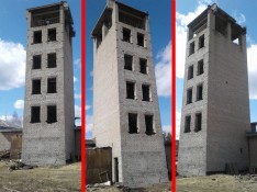 Демонтаж 16 метровой, кирпичной пожарной вышки