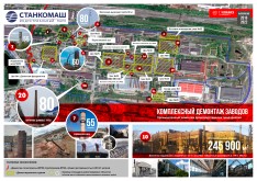 Демонтаж производственных цехов, складских помещений, зданий управления, дымовых труб и фундаментов